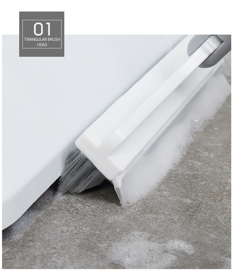 Cepillo de limpieza 2 en 1 con mango largo y raspador, para suelos y azulejos de baño, limpieza de juntas y rincones