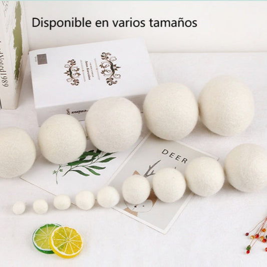 Bolas de lana para secadora – Pelotas de secado reutilizables de fieltro blanco, anti-enredo y antiestáticas
