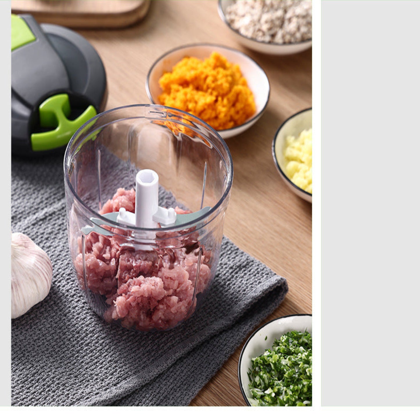 Picadora Manual de Alimentos 3 en 1 – Trituradora Multifuncional para Ajo, Verduras, Carne y Más