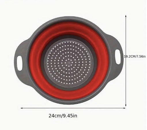 Colador Redondo Plegable de Silicona TPR – Cesta de Lavado y Escurrido para Cocina