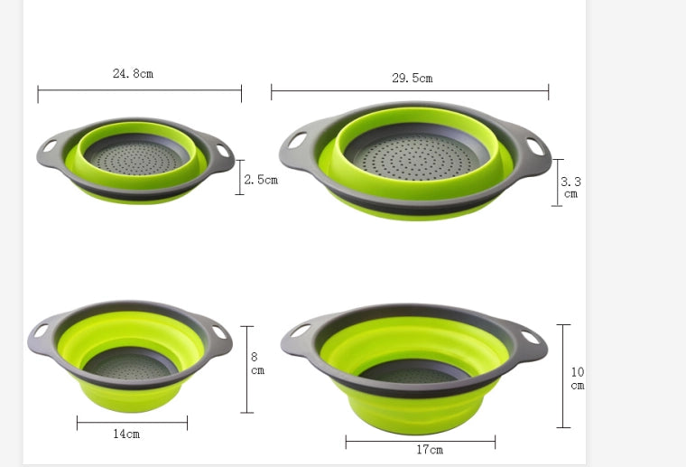 Colador Redondo Plegable de Silicona TPR – Cesta de Lavado y Escurrido para Cocina