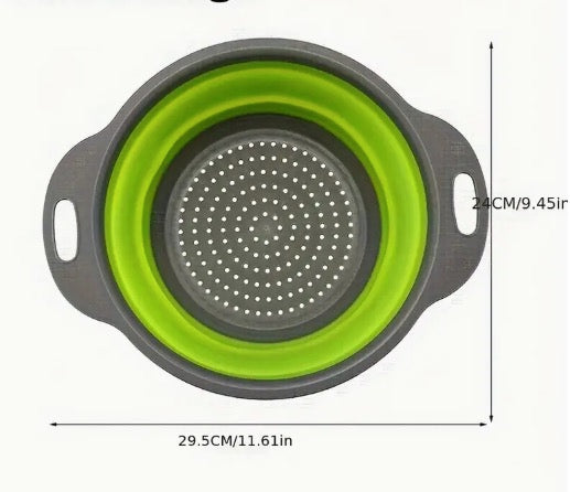 Colador Redondo Plegable de Silicona TPR – Cesta de Lavado y Escurrido para Cocina