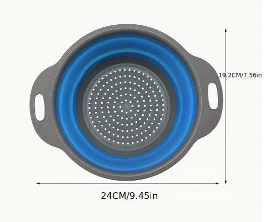 Colador Redondo Plegable de Silicona TPR – Cesta de Lavado y Escurrido para Cocina
