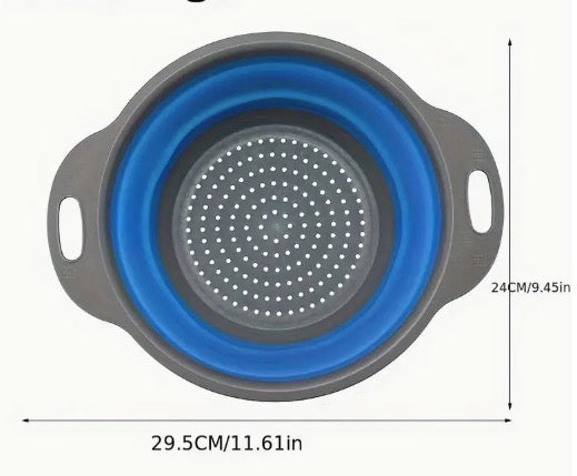 Colador Redondo Plegable de Silicona TPR – Cesta de Lavado y Escurrido para Cocina