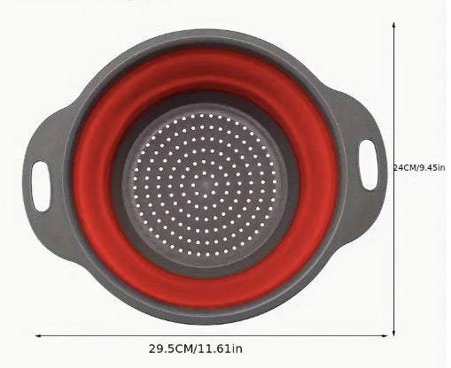 Colador Redondo Plegable de Silicona TPR – Cesta de Lavado y Escurrido para Cocina