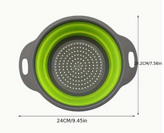 Colador Redondo Plegable de Silicona TPR – Cesta de Lavado y Escurrido para Cocina