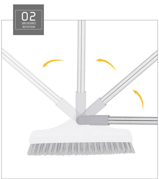 Cepillo de limpieza 2 en 1 con mango largo y raspador, para suelos y azulejos de baño, limpieza de juntas y rincones