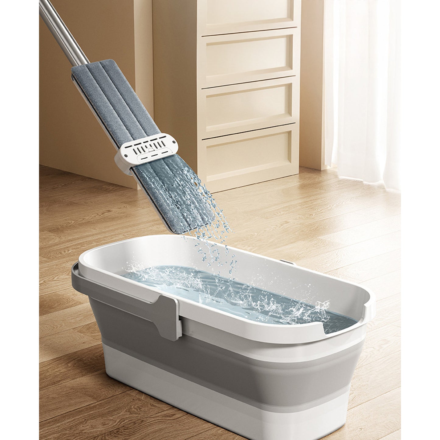 Mopa plana de microfibra para limpieza eficiente — Ideal para suelos de madera, cerámica y mármol