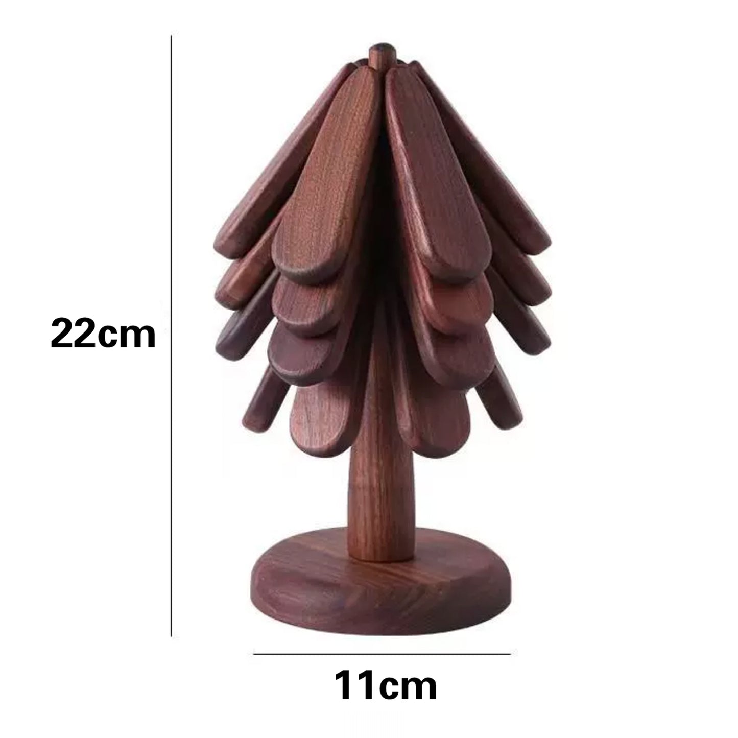 Posavasos de madera en forma de árbol de Navidad – Decoración navideña y salvamanteles resistente al calor para cocina o comedor