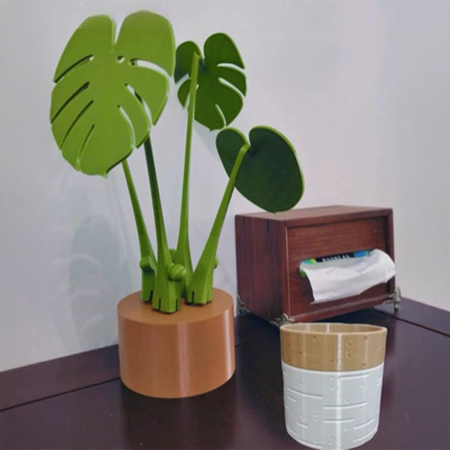 Set de posavasos magnéticos con forma de hojas de monstera – Imitación planta con base tipo maceta, decoración creativa para mesa