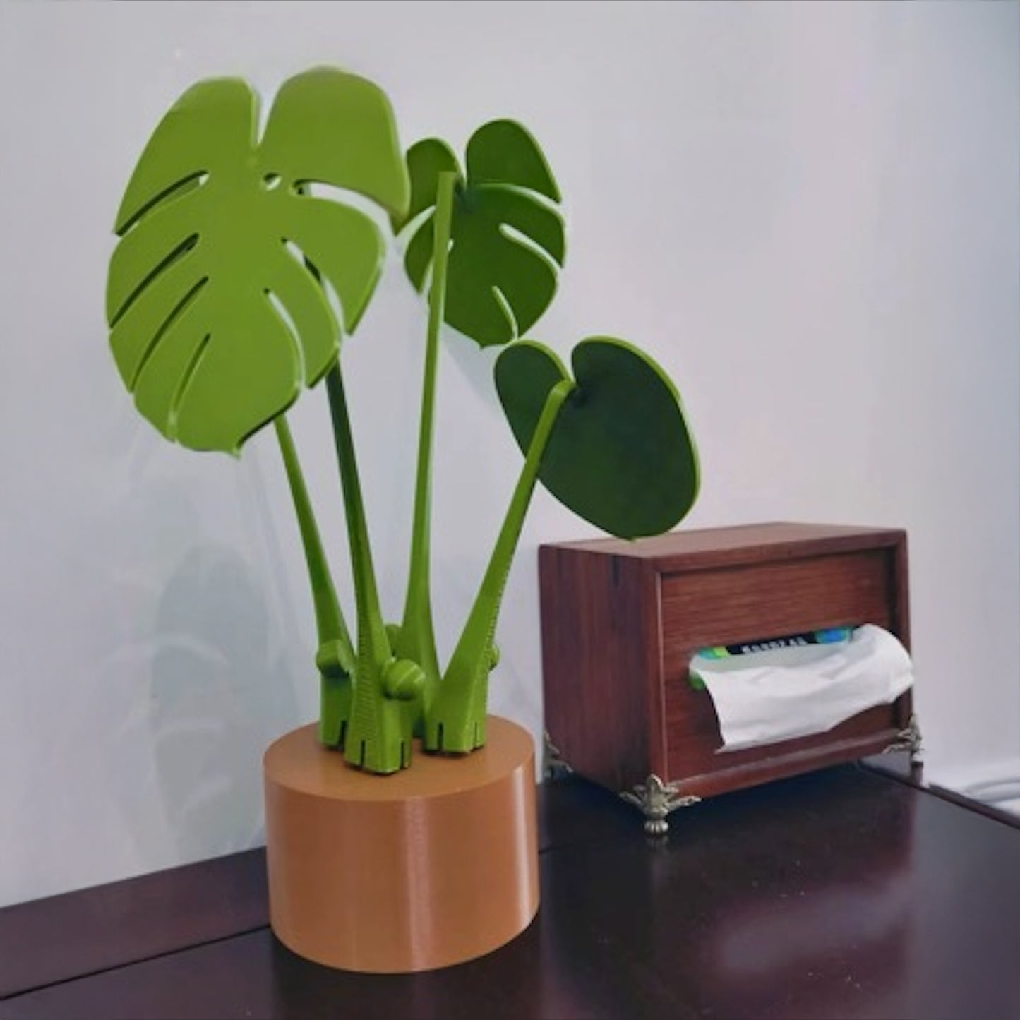 Set de posavasos magnéticos con forma de hojas de monstera – Imitación planta con base tipo maceta, decoración creativa para mesa