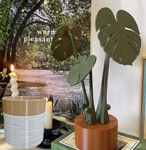 Set de posavasos magnéticos con forma de hojas de monstera – Imitación planta con base tipo maceta, decoración creativa para mesa