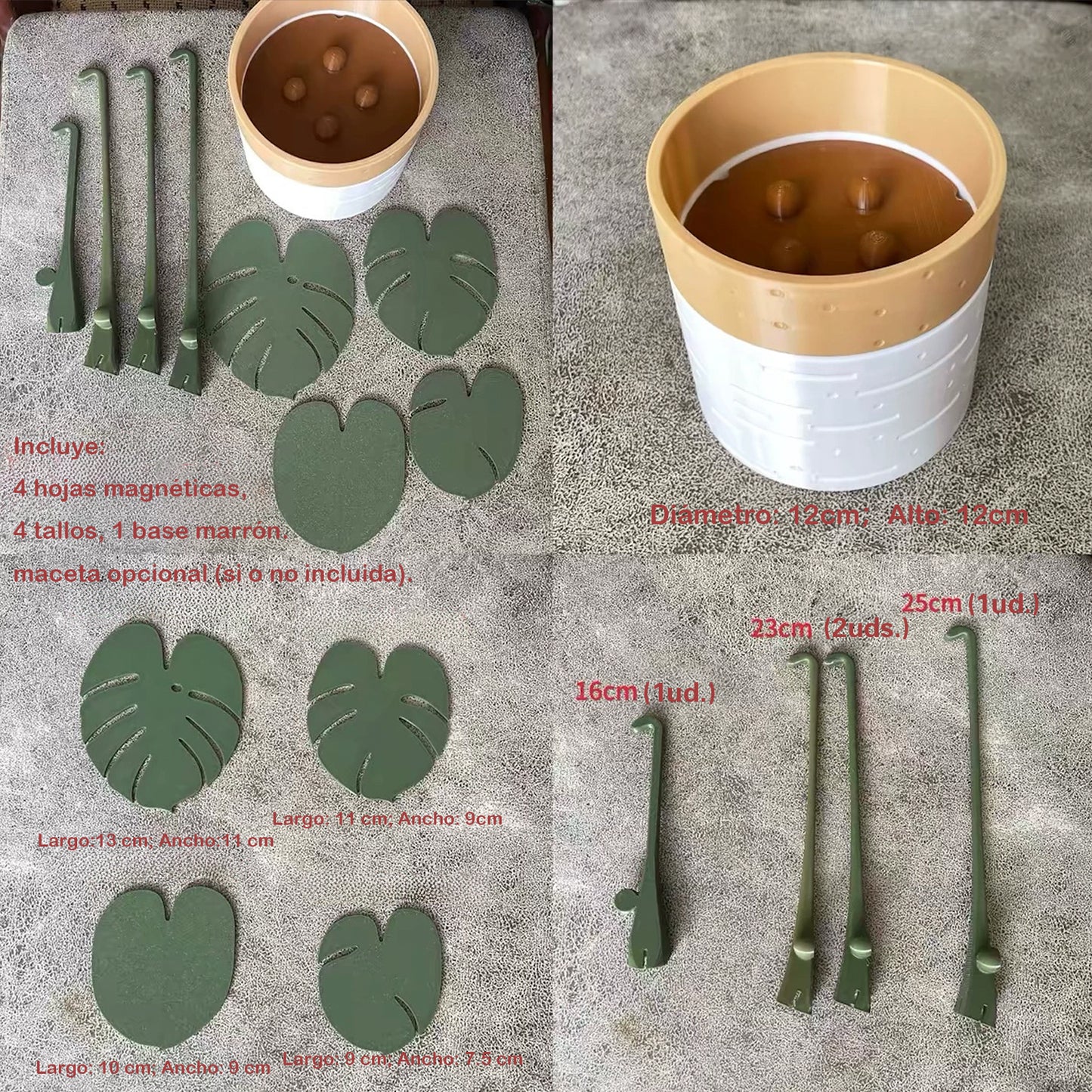 Set de posavasos magnéticos con forma de hojas de monstera – Imitación planta con base tipo maceta, decoración creativa para mesa
