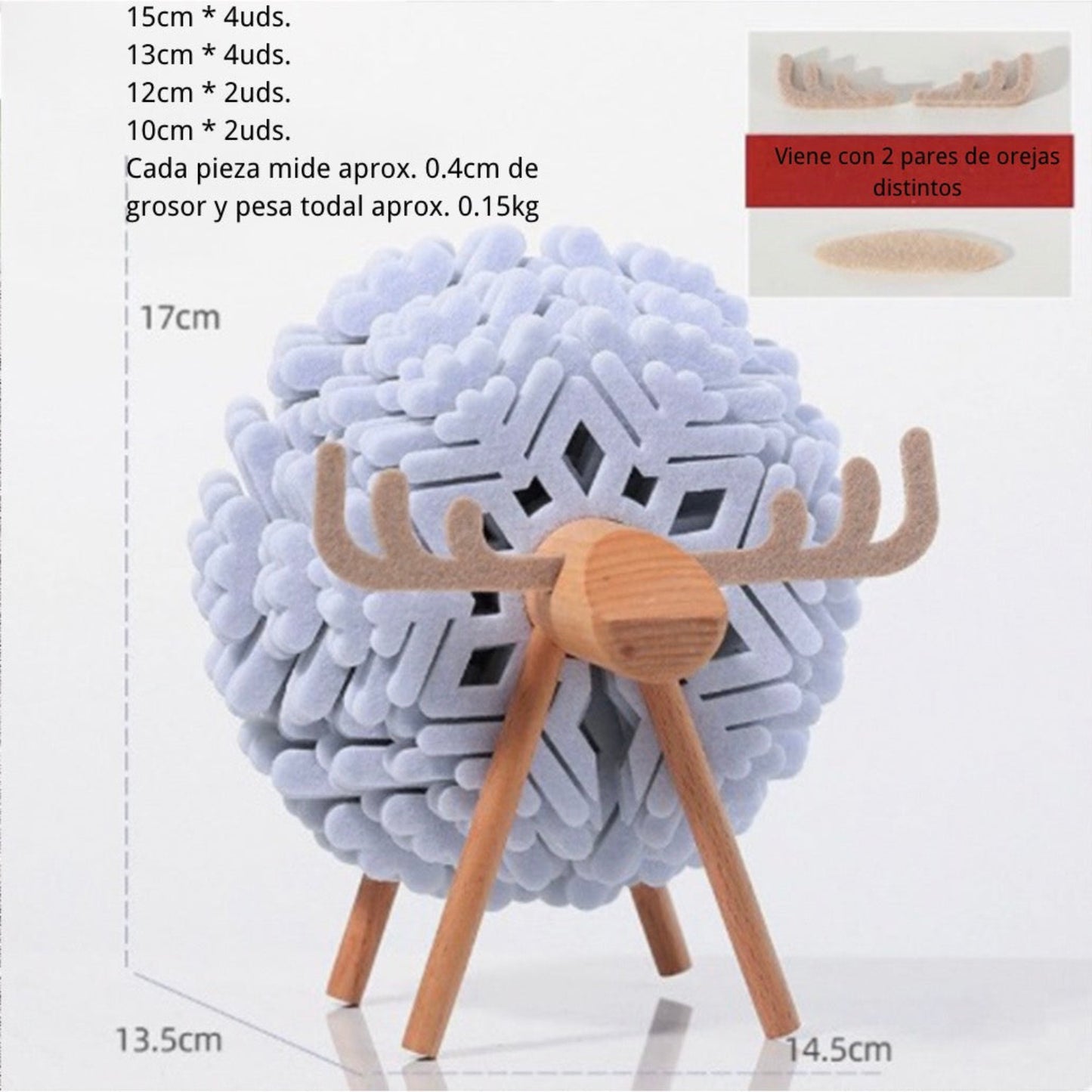 Set de posavasos de fieltro con diseño de reno – Aislante térmico y decorativo para hogar u oficina