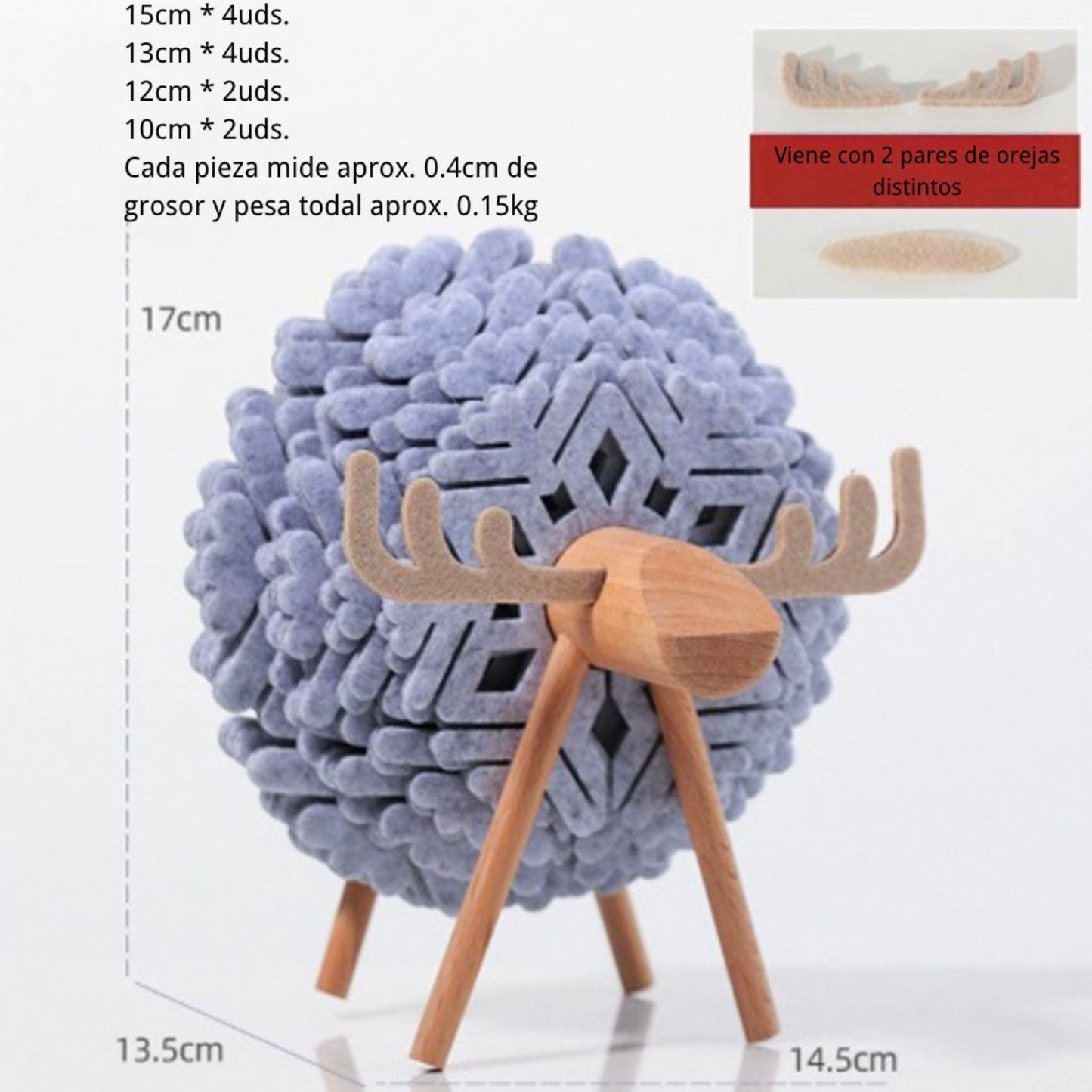 Set de posavasos de fieltro con diseño de reno – Aislante térmico y decorativo para hogar u oficina