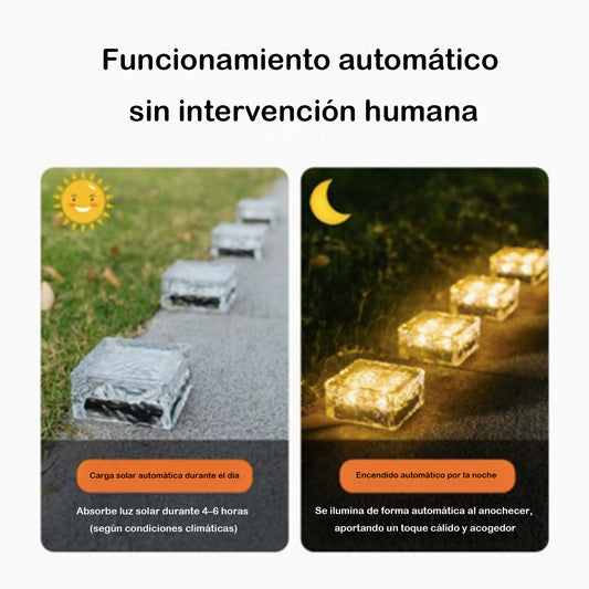 Luz solar exterior en forma de cubo de hielo – Luz LED decorativa impermeable para escaleras, jardín, patio o balcón