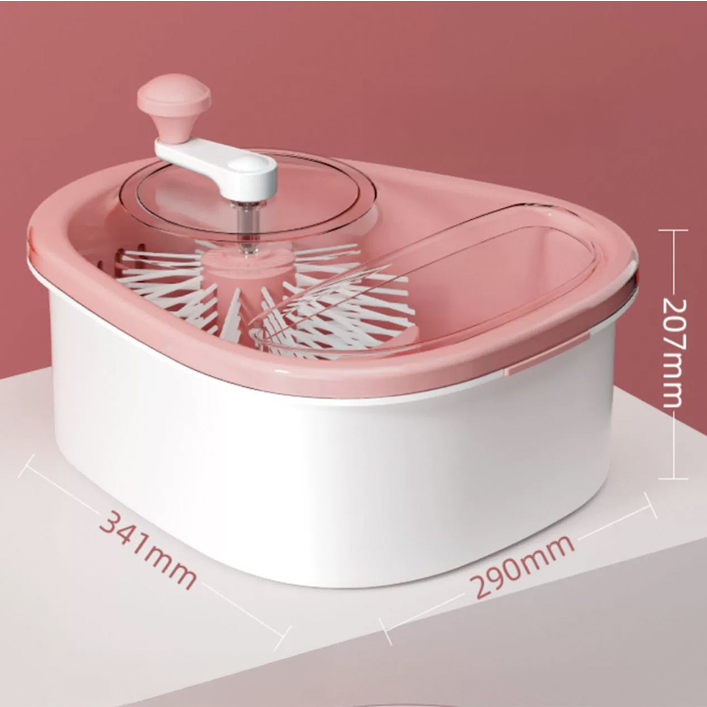 Contenedor limpiador de frutas y verduras con cepillos integrados – Lavabo multifuncional con tapa y sistema giratorio manual