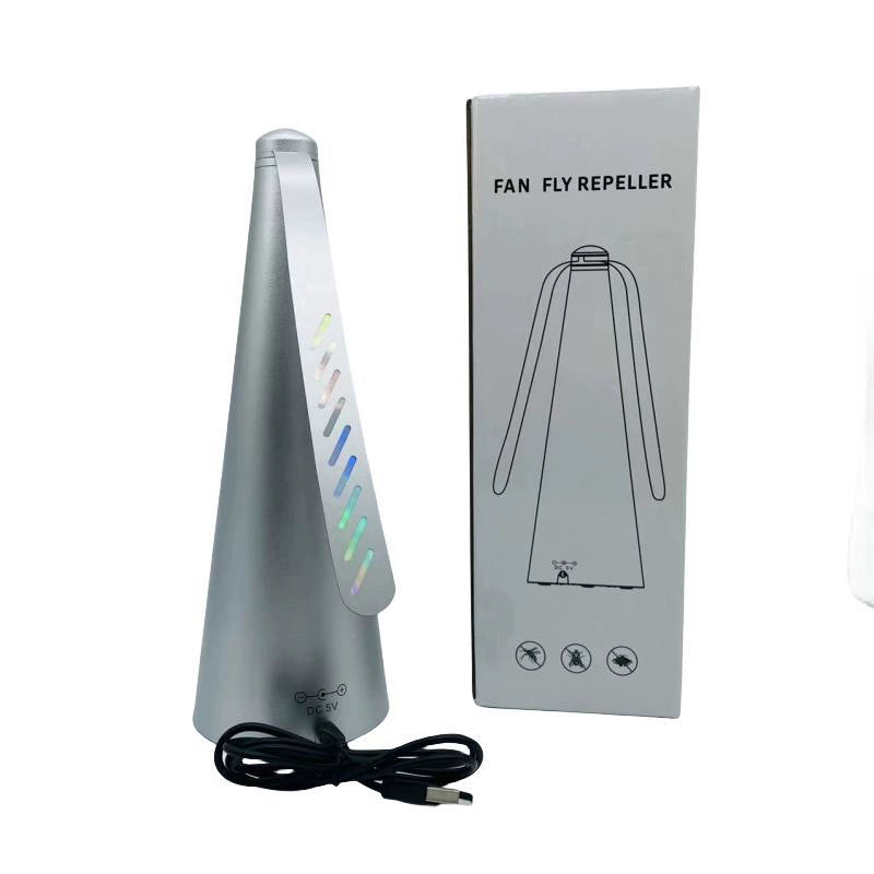 Ventilador repelente de moscas y mosquitos para exteriores – Dispositivo automático con aspas giratorias para ahuyentar insectos