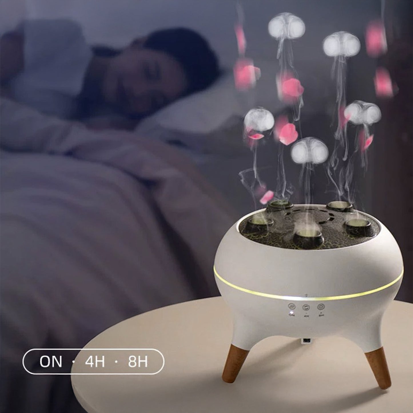 Humidificador decorativo con efecto medusa – Difusor de aromas, luz ambiental y vapor ultrasónico relajante