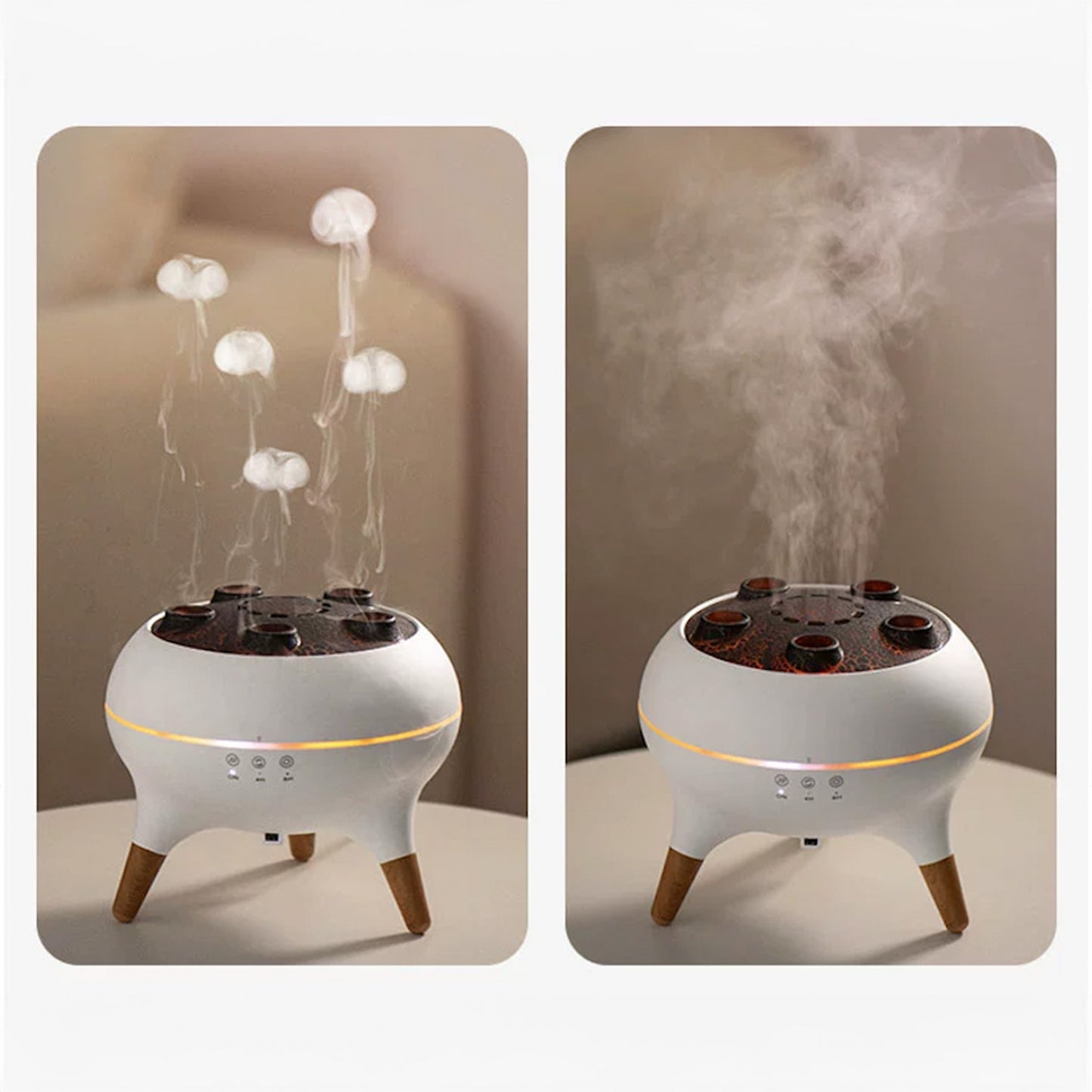 Humidificador decorativo con efecto medusa – Difusor de aromas, luz ambiental y vapor ultrasónico relajante