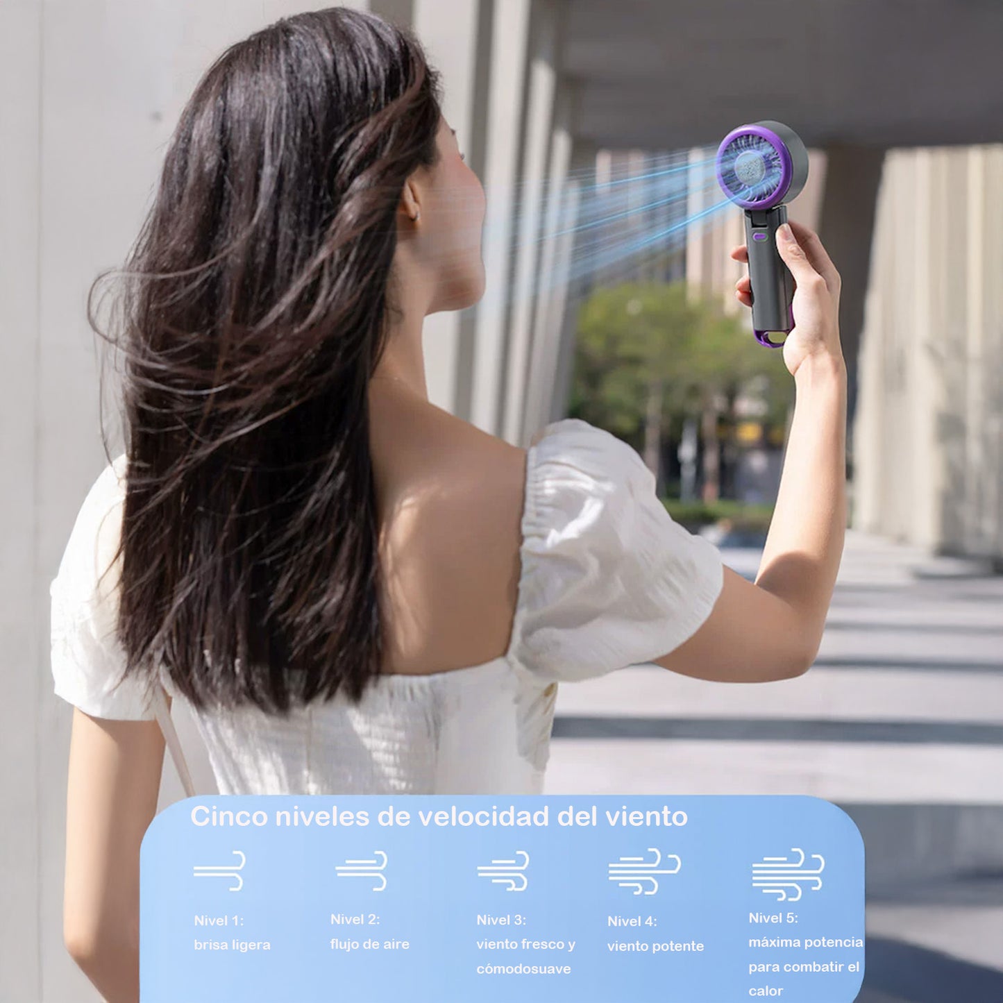 Mini ventilador de escritorio y mano –silencioso， carga USB,  y con efecto frío