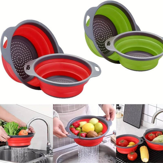 Colador Redondo Plegable de Silicona TPR – Cesta de Lavado y Escurrido para Cocina