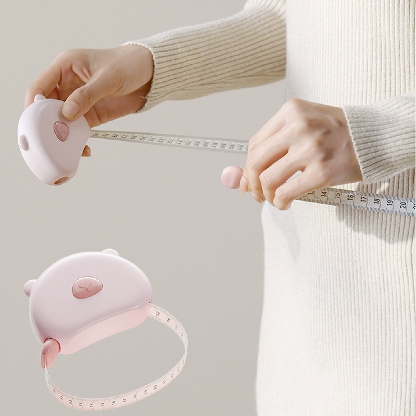 Cinta métrica retráctil con diseño de osito – Medidor corporal para cintura, brazos y más