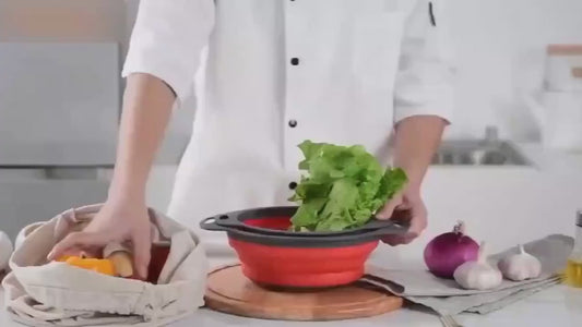 Colador Redondo Plegable de Silicona TPR – Cesta de Lavado y Escurrido para Cocina